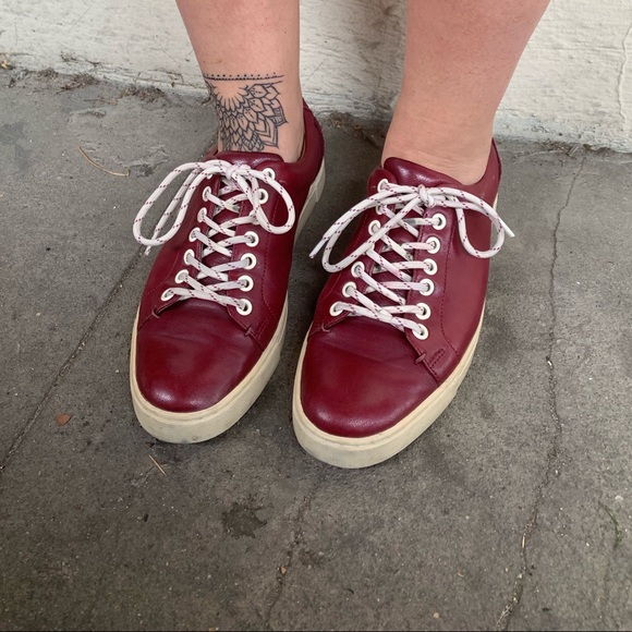 Size 8 red leather Frye sneakers - Picture 1 of 6